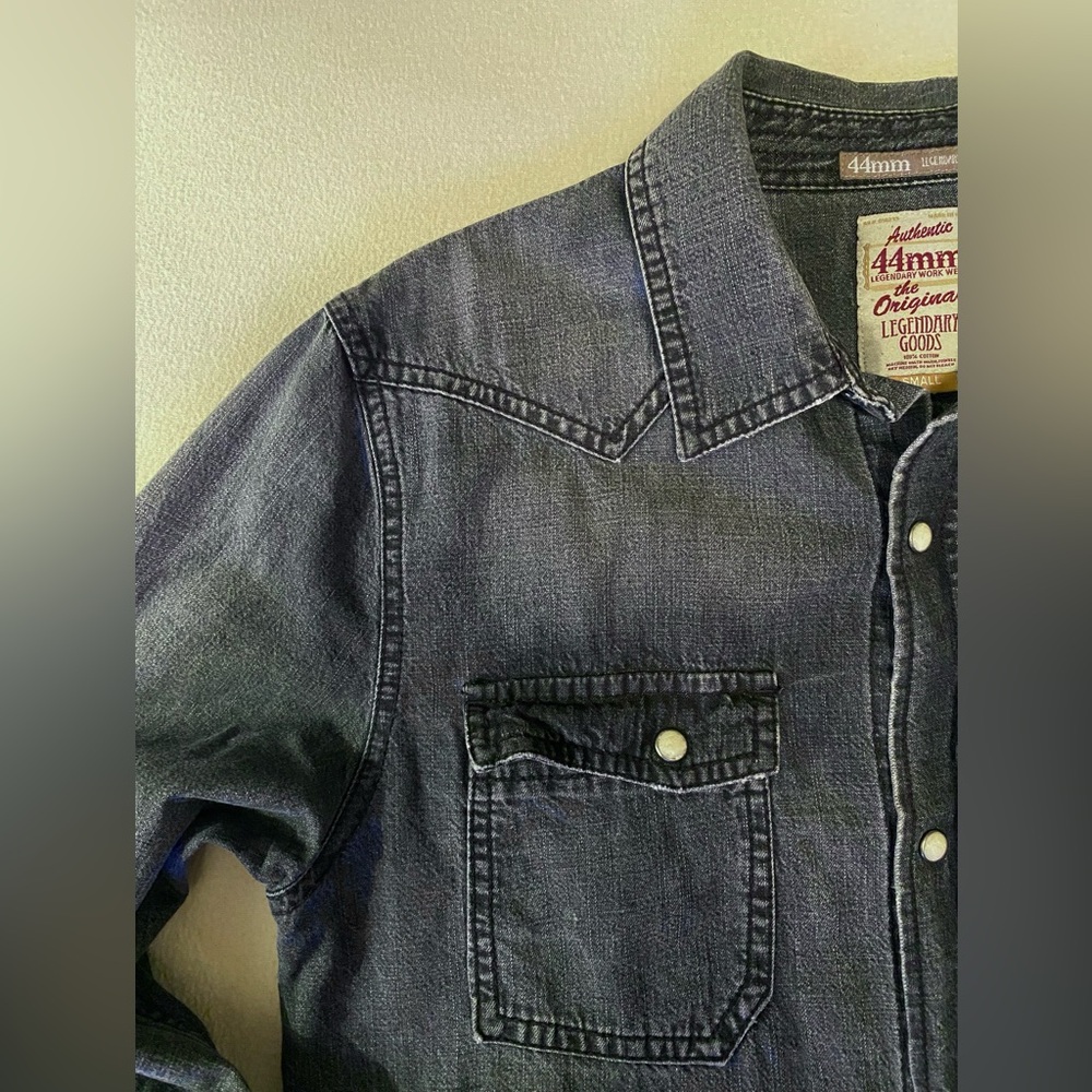 Black-wash Western-style Denim Button-down - Grunge
